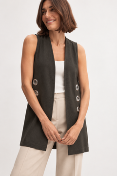 Open-front Vest with Metal Grommet- Size: M/L