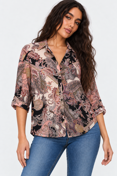 Oversized Blouse in Paisley Pattern- Size: M/L