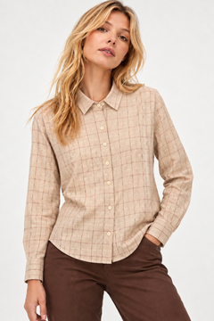 Plaid Cotton Shirt in Light-color - Size: S/M