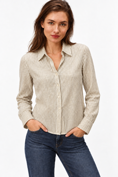 Gold Thread Shirt in Linen Viscose- Size: S