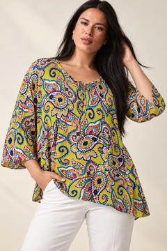 Colorful Paisley Dotted Blouse - Size: XXXL