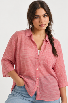 Pink Striped Shirt in 100% Cotton- Size: XXXL
