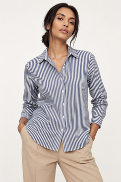 Maternity Cotton Shirt  in Light Blue - Size: M