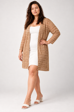 Ribbed Open Front Cardigan - Size: M/L