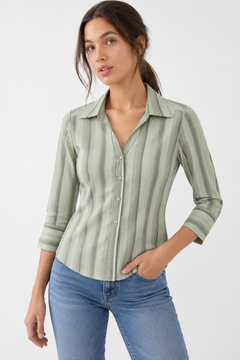 Striped Green Tones Shirt - Size: M