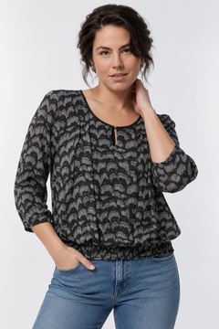 Black and Grey Layered Blouse - Size: XL