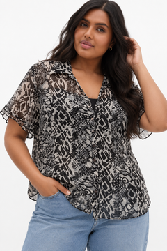 Animal Print Blouse in Sheer Fabric- Size: XXL/XXXL
