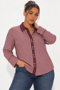 Cotton Shirt with Contrast Collar and Cuffs- Size: XL