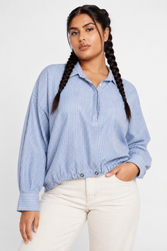 Cotton Blouse with Elasticated Hem- Size: XXL