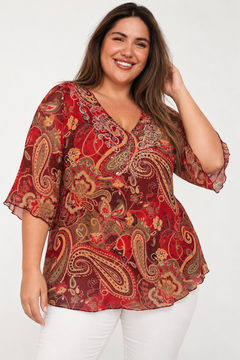 Embroidered Paisley Tunic/ Blouse - Size: XXL