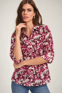 Speckled Print Blouse in Magenta- Size: M