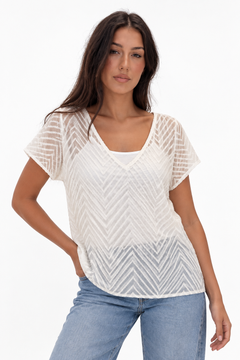 Sheer Top with Chevron Pattern- Size: S/M