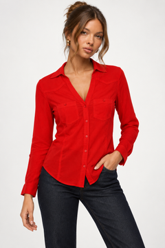Hot Red Shirt in Cotton- Size: XS