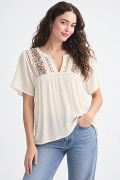 Embroidered Blouse in All Viscose - Size: S