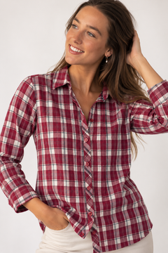 Plaid Shirt in Deep Red- Size: S