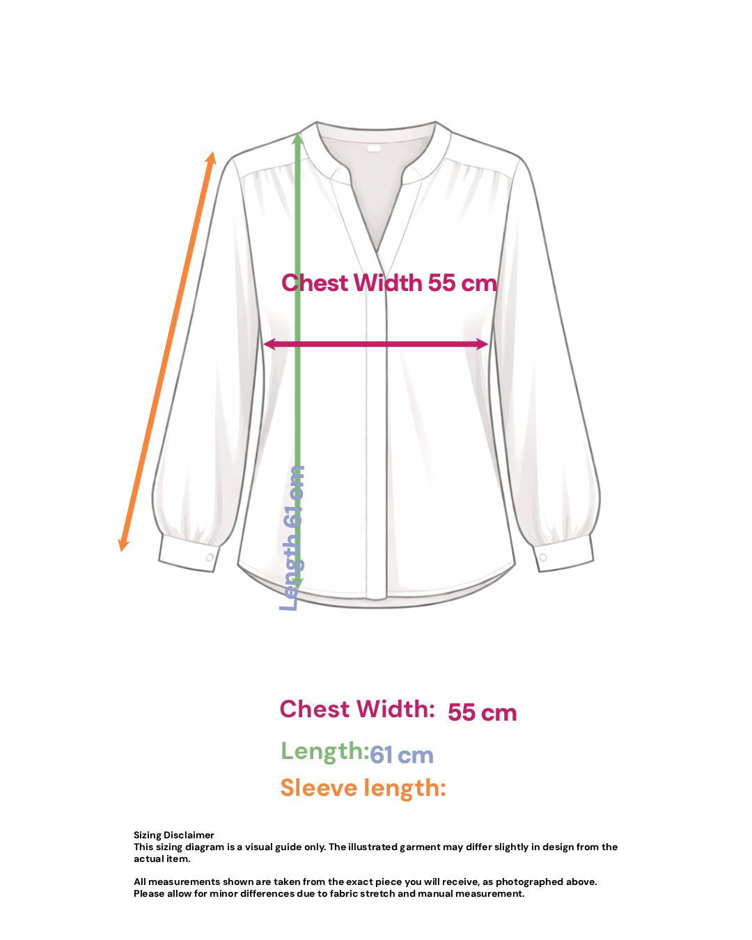 Chevron Pattern Chiffon Blouse - Size: M/L — measurements