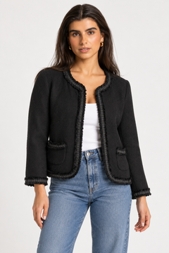 Black Bouclé Short Jacket - Size: M/L