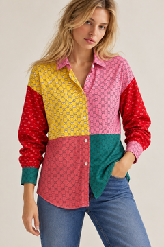 Patchwork Logo Print Shirt - Size: S/M
