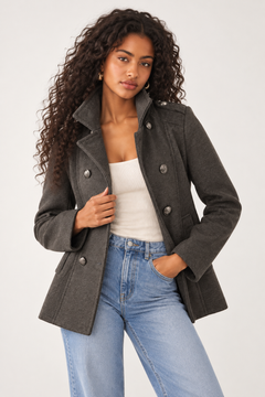 Military-inspired Peacoat - Size: XXS