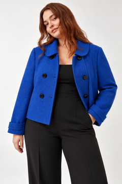 Wool Blend Cropped Coat- Size: XXL