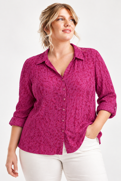 Magenta Textured Sequin Blouse - Size: XXXL