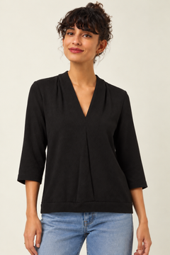 V-neck Blouse in Classic Black- Size: M/L