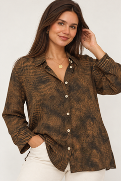 Earth Toned Shimmery Blouse - Size: XL