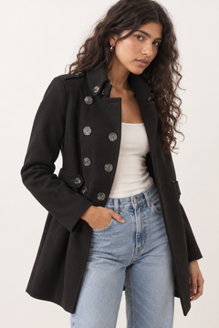Waist-Defining Double-Breasted Coat - Size: S
