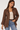Brown Stitched Faux Suede Jacket - Size: M/L