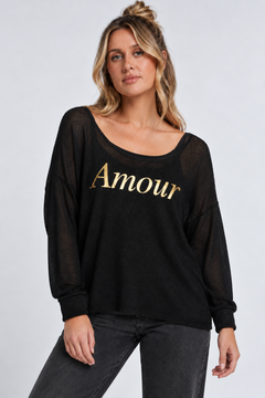 Black Shimmery Knit Sweater- Size: L