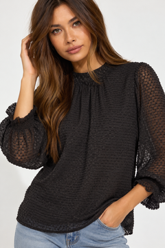 Black Embossed  Blouse  - Size: M