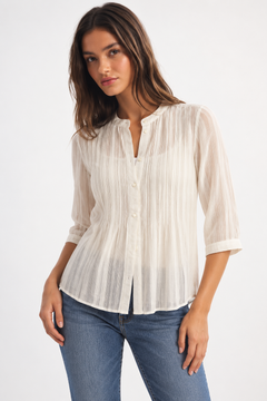 ♦︎ Pleated White Blouse - Size: S