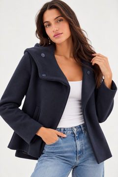 Funnel Neck Short Coat  - Size: M