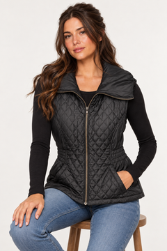 Quilted Vest with Oversized Cowl- Size: S/M