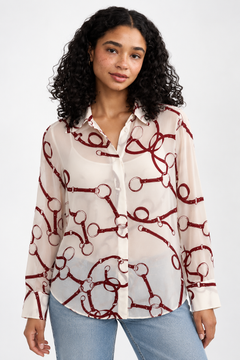 Horse Bit Pattern Blouse  in Viscose- Size: S/M