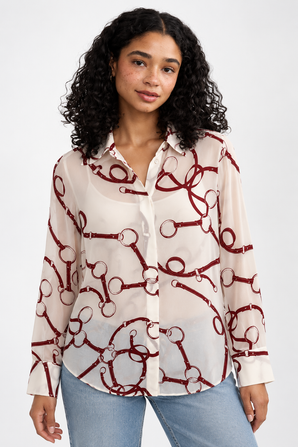 Horse Bit Pattern Blouse  in Viscose- Size: S/M