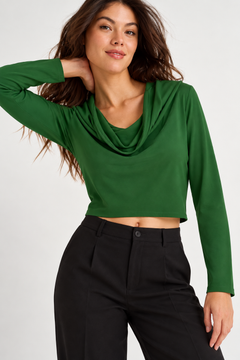 Cropped Blouse with Draped Front- Size: M