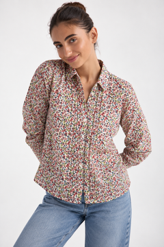 Pleated Cotton Blend Shirt- Size: M