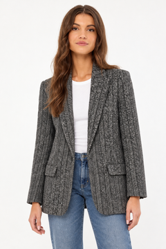Wool Blend Tailored Long Blazer - Size: XS
