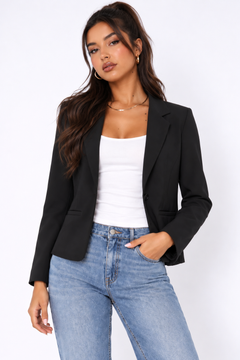 Classic Black Blazer in Viscose- Size: M (Fits: S)