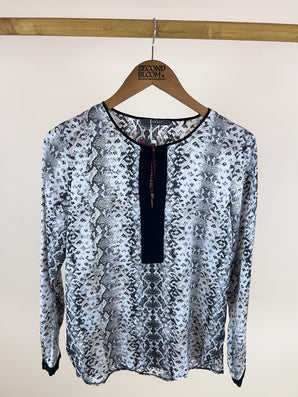 Ivory and black snake print blouse- Size: S