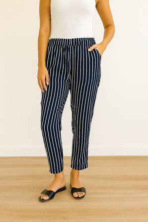 100% Viscose Black Striped Pants - Size: S