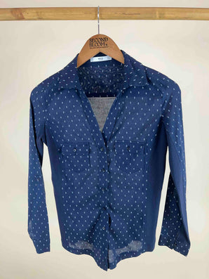 Dotted Print Shirt in Deep Navy Color- Size: M