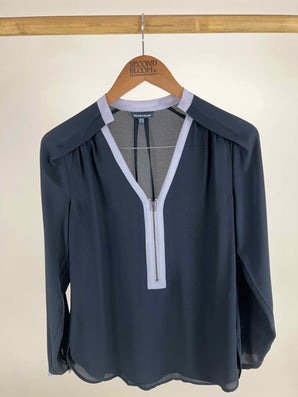 Black blouse with Contrast Trim- Size: S