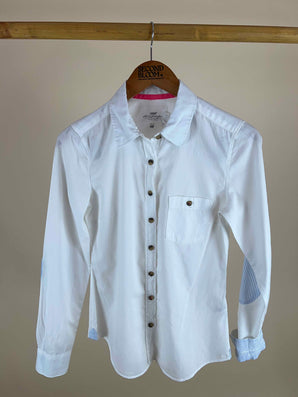 100% Cotton White Shirt with Subtle Detailing- Size: S