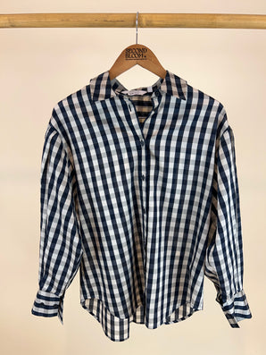 Black and White Modern Check Shirt - Size: XS