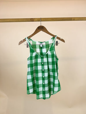 All Cotton Checkered Cami Top - Size: S