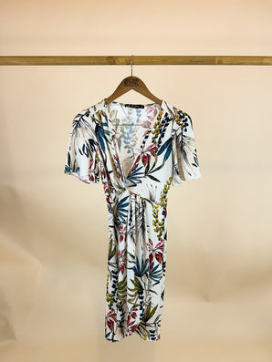 Printed Crossover Dress - Size: XS