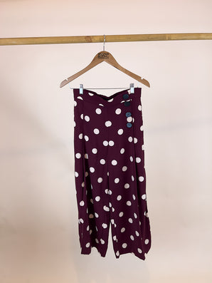 Burgundy Polka Dot Pants - Size: M