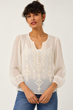 ♦︎ Embroidered White Blouse - Size: S/M